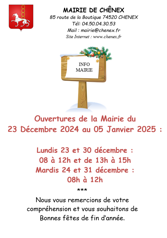 fermeture mairie noel24